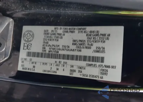 2016 Ford Escape Titanium из США, поврежденный, VIN 1FMCU9J97GUA87106